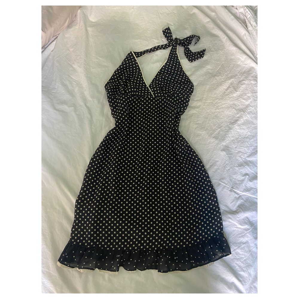 90s Cameieu Halter Dot Midi Dress
